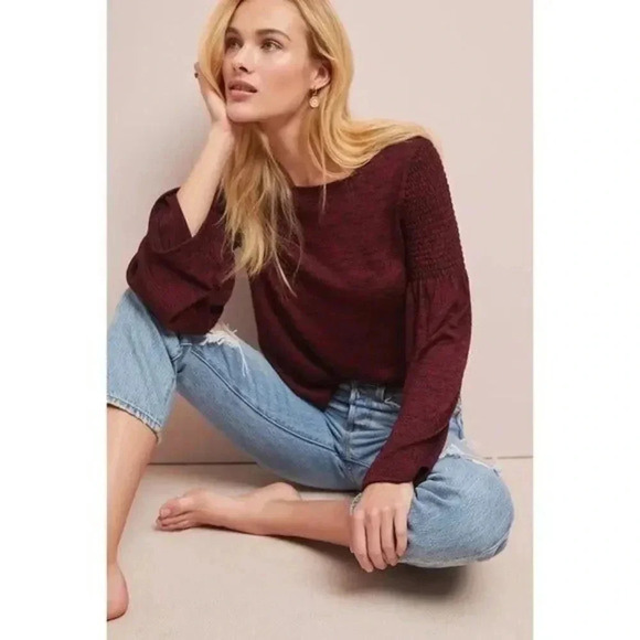 Anthropologie Meadow Rue Red Pierson Space Dyed Long Sleeve Top S - Picture 1 of 8